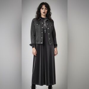 90s Vintage Velvet Witchy Maxi Dress Size 16A (M/L)
